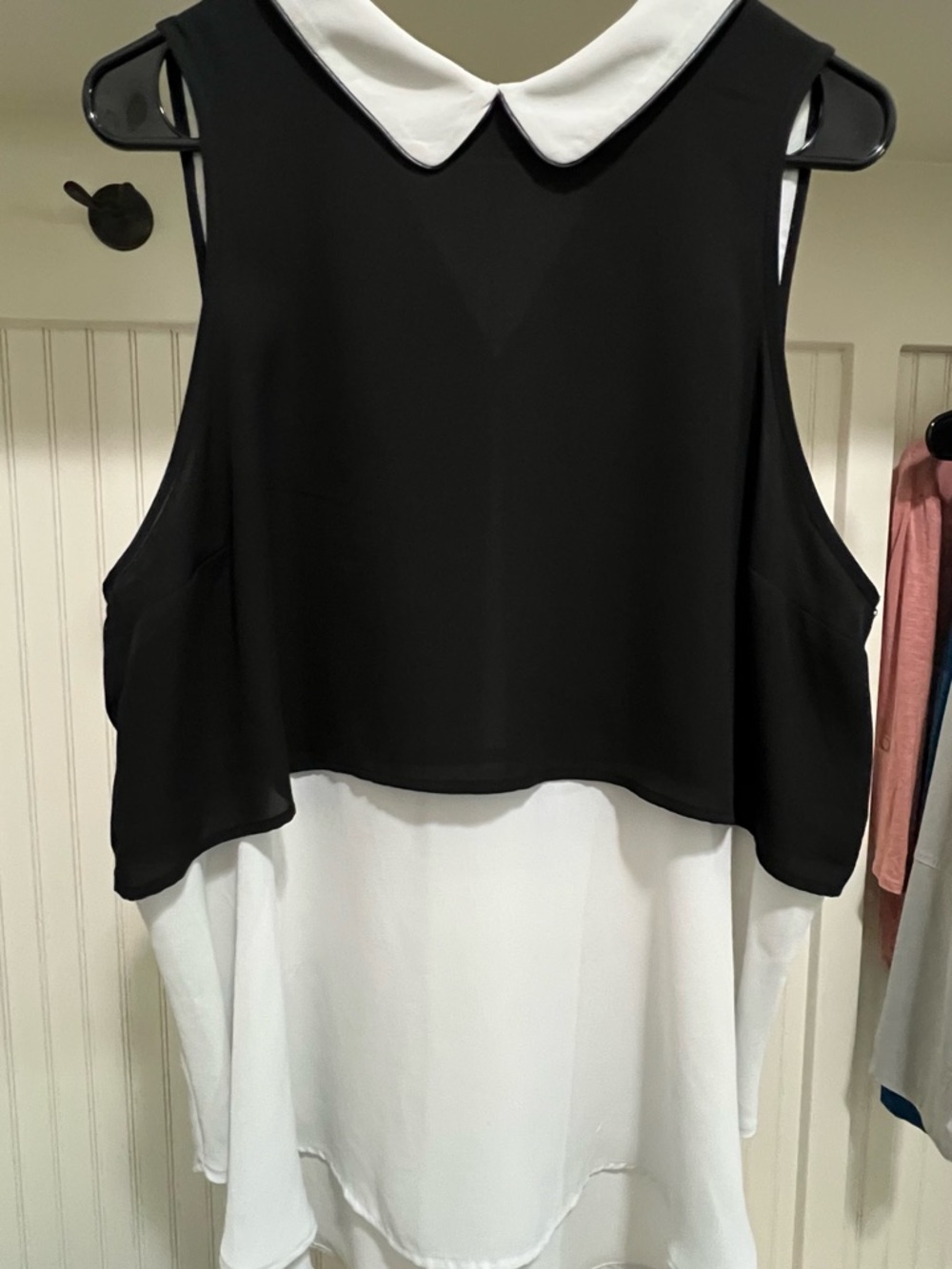 Elle Black and White Layered Peter Pan Collar Tank